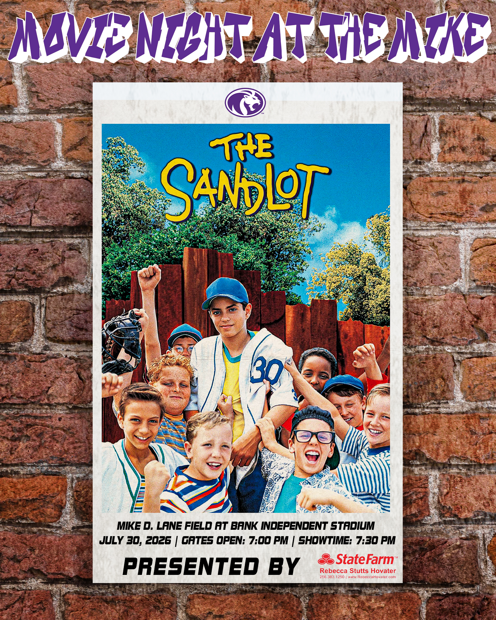 Flyer showing an image of the movie with event details